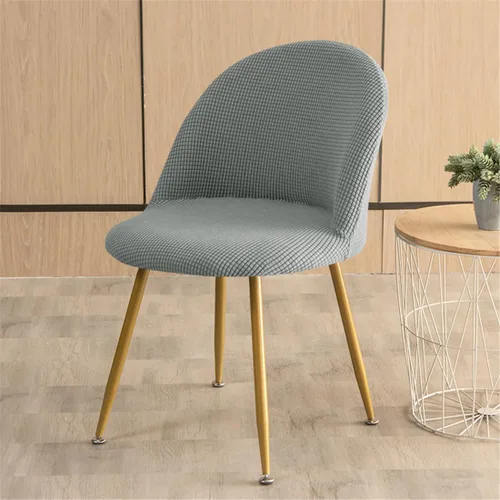 Vista 4 de Paquete de 2 fundas de elastano sin brazos de mediados de siglo para silla con respaldo corto para sala de estar y cocina