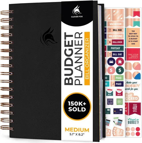 Vista 13 de Clever Fox Planificador de presupuesto y organizador mensual de facturas con bolsillos. Rastreador de gastos, diario de presupuestos y libro Negro