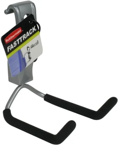 Vista 18 de Rubbermaid FastTrack Rail - Organizador de garaje con gancho multiusos de 50 libras de capacidad, níquel satinado, sistema de almacenamiento montado