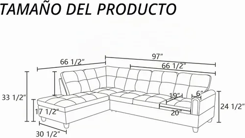 Vista 2 de Sofá seccional en forma de L con chaise, 3 piezas de sofá modular convertible para juegos de muebles de sala de estar y apartamentos pequeños