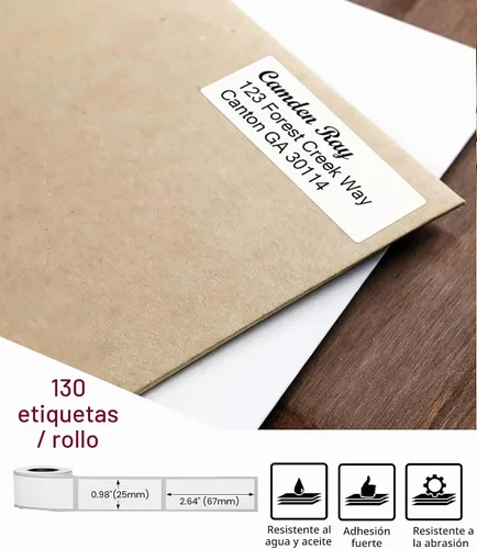 Vista 2 de Phomemo - [3x130 piezas] Etiquetas de dirección Phomemo, 3 rollos de 25x67mm (0.98"x2.64"), para M110, M100, M220, M221, M120, M200, etiquetas