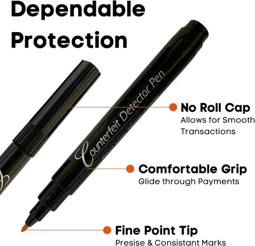 Vista 3 de Dri Mark CFD5PK - Marcador detector de billetes falsificados, fabricado en los Estados Unidos, 3 veces más tinta, tamaño de bolsillo, verificador