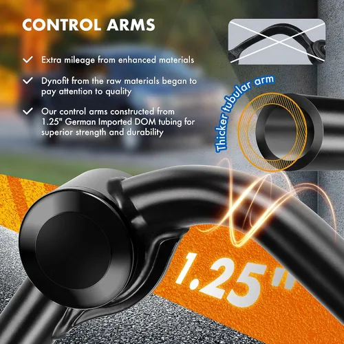 Vista 5 de Dynofit Brazos de Control Superiores F150 para Levantado de 2-4", Brazo de Control de Suspensión Tubular Delantero para Ford F-150 2004-2020, Negro
