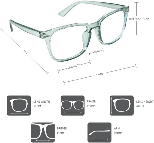 Vista 3 de Gafas de luz azul para mujeres y hombres, paquete de 2, anteojos de luz azul, anteojos cuadrados de bloqueo de luz azul a la moda, anteojos verdes
