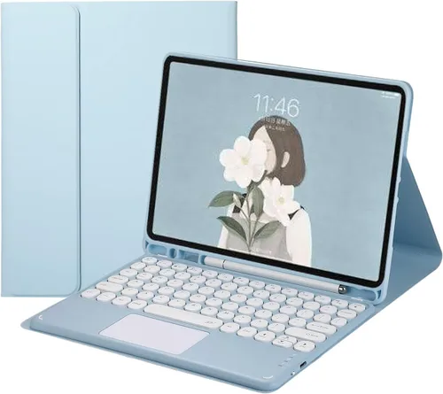 Vista 19 de Funda de teclado para Samsung Galaxy Tab S9 de 11 pulgadas 2023, teclado táctil de tecla redonda, teclado inalámbrico desmontable magnético