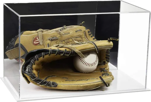 Vista 189 de Better Display Cases Vitrina de guantes de béisbol de acrílico transparente con elevadores negros (A011/V16)