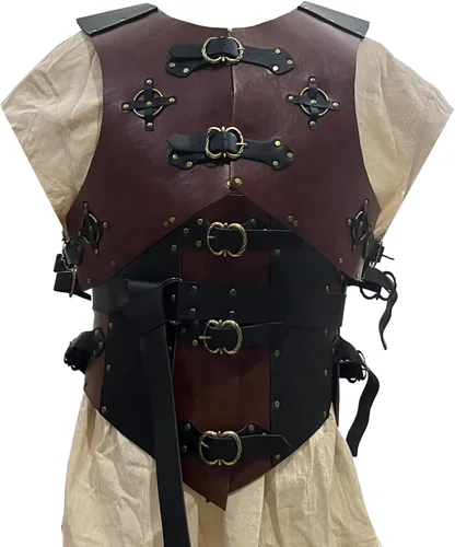 Vista 4 de Armadura medieval para el pecho para hombre, disfraz de caballero de caballero, armadura de cuero vikingo, LARP, Halloween, fiesta de cosplay