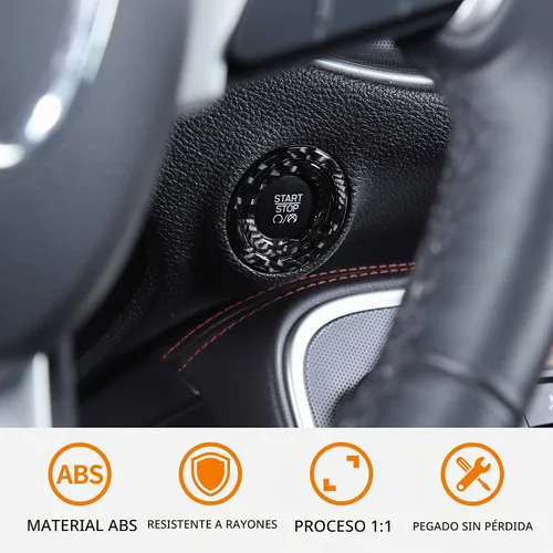 Vista 3 de RT-TCZ para Challenger Botón de inicio con botón de presión Cubierta de recortado Anillo de borde de fibra de carbono para Chrysler 300C 2015+