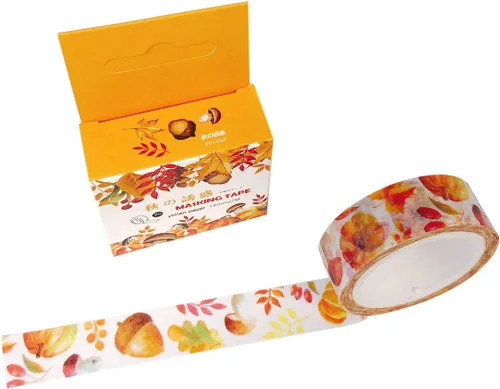 Vista 2 de Wrapables Flores y Verdes Washi Cinta de Enmascarar, 0.591 in x 23.0 ft Hojas de Otoño