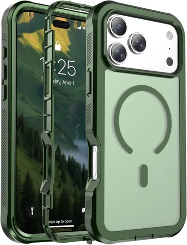 Vista 199 de Funda magnética para iPhone 17, protección resistente, color blanco antiguo