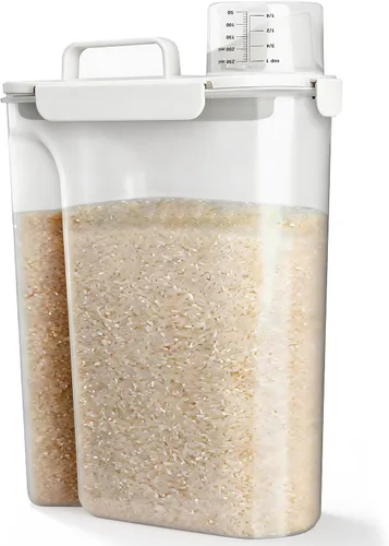 Vista 10 de Viretec Recipiente de almacenamiento de arroz, dispensador hermético de alimentos secos de 15 a 20 libras, recipiente de comida para mascotas