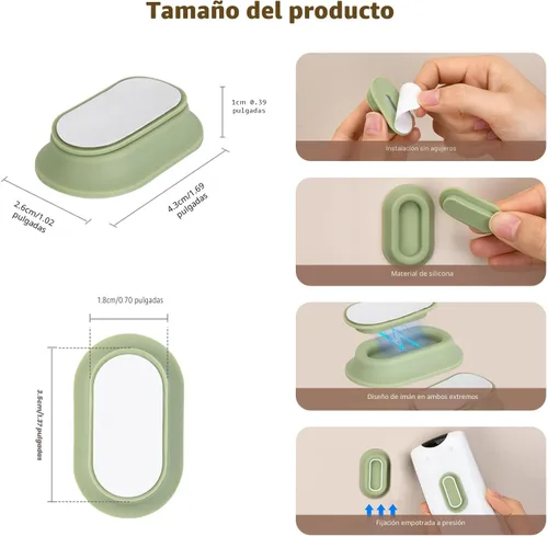 Vista 3 de XYOFUN Soporte magnético para control remoto de pared, 4 unidades, organizador autoadhesivo sin taladros para aire acondicionado y controles remotos