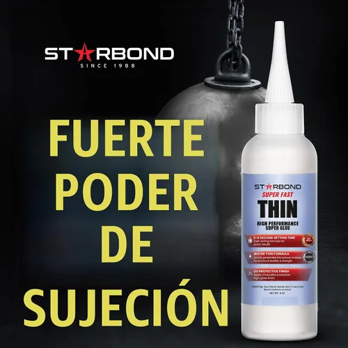 Vista 4 de Starbond Super Fast Thin, Adhesivo de cianoacrilato instantáneo prémium, superpegamento con tapa extra y micropuntas