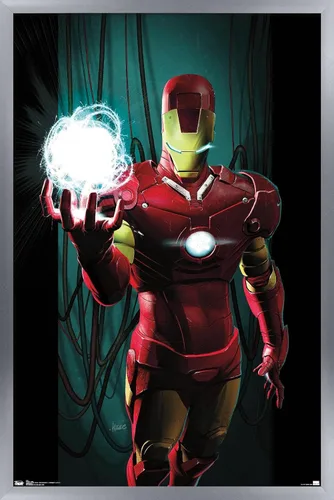 Vista 9 de Trends International Marvel Comics - Iron Man - Póster de pared energético, 14.725 x 22.375 pulgadas, versión enmarcada en madera de granero