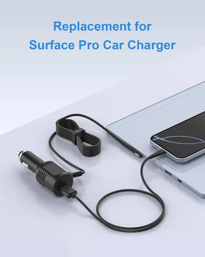 Vista 2 de Surface Pro Cargador de coche 15V2.58A Surface Car Adapter para Microsoft Surface Pro 3/Pro 4/Pro 5/Pro 6/Pro 7/Pro X Tablet, Surface Book, Surface