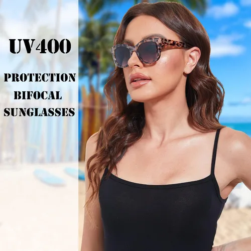 Vista 2 de Gafas de sol bifocales para mujer, lentes de sol de lectura, paquete de 3 lentes de sol UV400 con bisagra de resorte +1.0 3 Mezcla