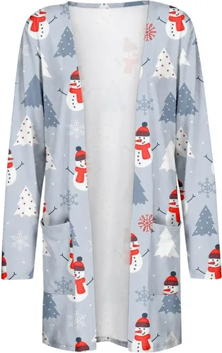 Vista 5 de FQZWONG Cardigan for Women Lightweight 2023 Christmas Outfits Fashion Fall Long Sleeve Tops Casual Open Front Coats Clothes