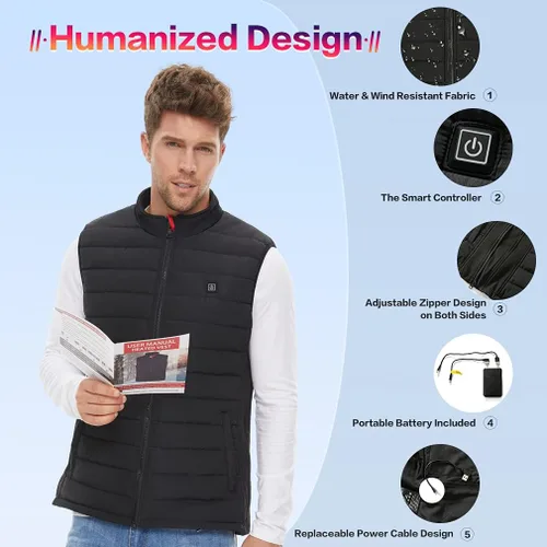 Vista 3 de Heated Vest for Men and Women with Battery Pack Rechargeable Heated vests Warming Lightweight Heating Vest