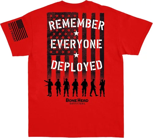 Vista 6 de Bone Head Outfitters Camiseta clásica roja - Remember Everyone Deployed R.E.D. Friday