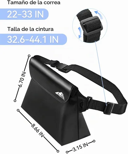 Vista 5 de HEETA Paquete de 2 bolsas impermeables con correa para la cintura, bolsa seca táctil con cinturón ajustable para teléfono, objetos de valor