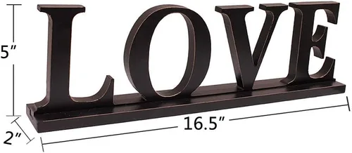 Vista 6 de Letrero de amor para decoración del hogar, letras de bloque de amor de madera, decoración rústica de mesa (amor)