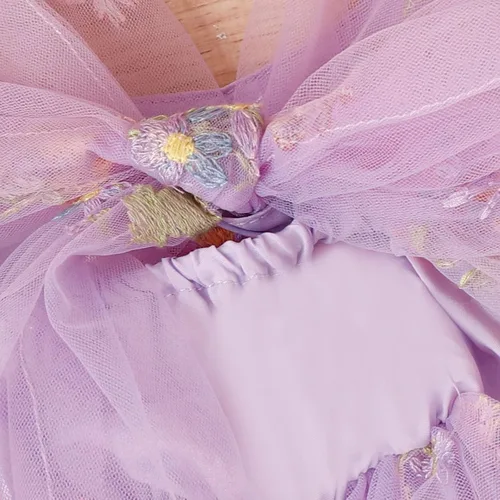 Vista 6 de ODASDO Infant Baby Girl Tulle Romper Flower Embroidery Princess Bodysuit with Headband Birthday Party Cake Smash Outfit