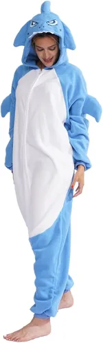 Vista 5 de Pijama de tiburón para adultos, disfraz de tiburón de una pieza, pijamas de animales para el hogar, ropa de dormir para mujeres y hombres, rosa