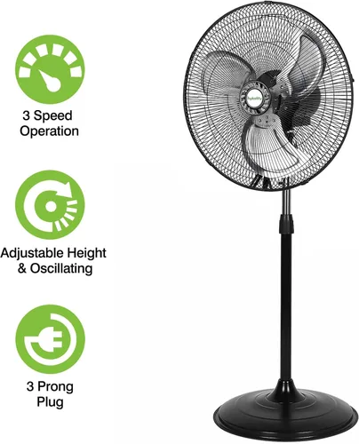 Vista 3 de hykolity Ventilador oscilante de pedestal de alta velocidad de 18 pulgadas con 3 velocidades, ventilador de metal resistente de 3850 CFM con aspas