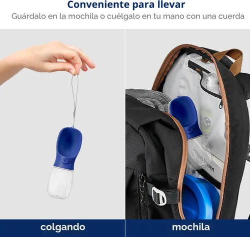 Vista 4 de WePet Botella de agua portátil para perros, 12 onzas, dispensador de agua para cachorros a prueba de fugas con alimentador de bebida para mascotas