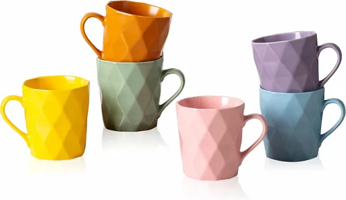 Vista 8 de Juego de 6 tazas de porcelana de 11 onzas, juego de tazas de té y cacao, azul, mate