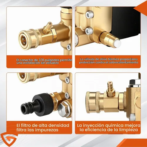 Vista 4 de Bomba de hidrolavadora de 3400 PSI 3/4 en eje horizontal Triplex 3.0 GPM