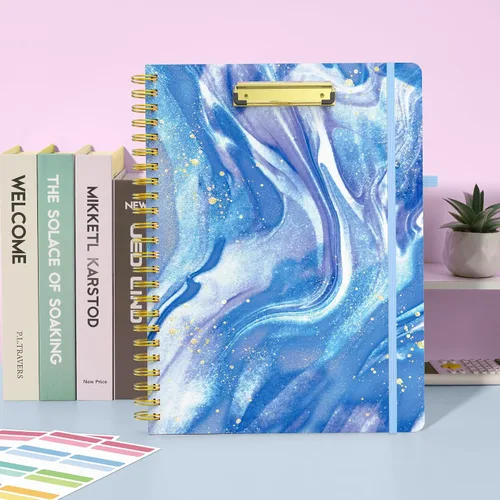 Vista 7 de Sooez Folio portapapeles con bloc de notas recargable, carpeta con 10 bolsillos de almacenamiento para tamaño carta, cuaderno portapapeles