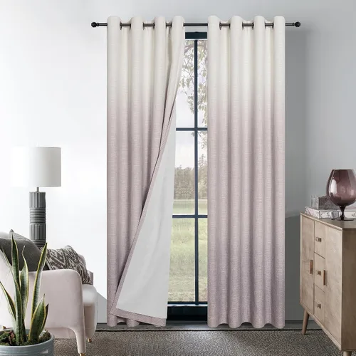 Vista 11 de Paneles de cortinas opacas con aislamiento térmico y reducción de ruido, cortinas rústicas para dormitorio, textura de lino pesado, juego