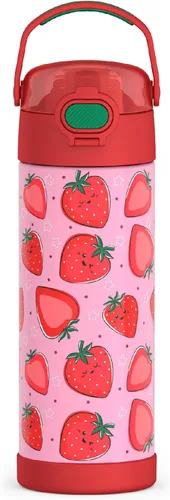 Vista 25 de THERMOS FUNTAINER Botella de acero inoxidable con aislamiento al vacío de 16 onzas con tapa ancha de canalón, Rosa Neón