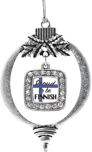 Vista 48 de Inspired Silver - Adorno con dije de reina de rodillo - Adornos navideños cuadrados de plata con joyas de circonita cúbica