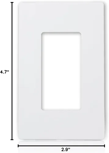 Vista 4 de Maxxima Placa decorativa de pared de 1 banda, blanco, tamaño estándar, paquete de 10 Sin tornillos, múltiples tomacorrientes, para interruptores