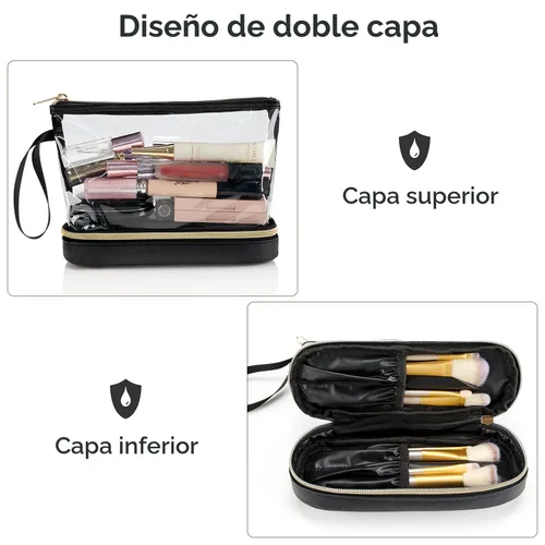 Vista 4 de Ethereal Bolsa de maquillaje de viaje, bolsa de cosméticos transparente, organizador de maquillaje, bolsa de aseo aprobada por la TSA, bolsa