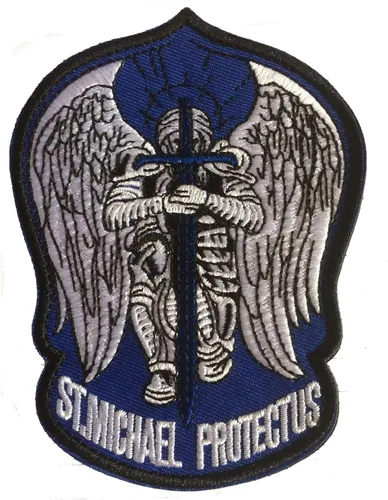 Vista 4 de St. Saint Michael Protect Us - Parche bordado de moral, parches tácticos militares para operador del ejército con cierres de gancho y bucle, 3.54 x