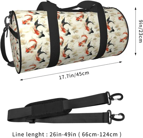 Vista 2 de Large Duffle Bag for Travel - Retro Goldfish Print Gym Bag for Women Men, Travel Foldable Bags for Women Men with Zippered Multiple Pockets