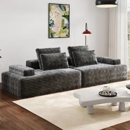 Vista 20 de Sofás modulares de pana otomana de 28.74 pulgadas para sala de estar, taburetes de sofá sin hueso, no requiere montaje, sofá profundo en una caja