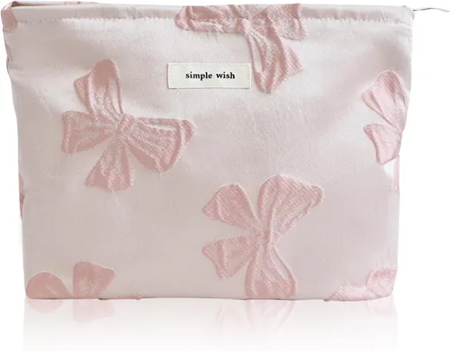 Vista 37 de Wudygirl Bolsa de maquillaje de lona para mujer, organizador estético de maquillaje, bolsa de maquillaje de viaje, bolsa de aseo para bolso, bolsa