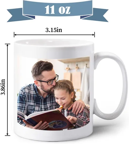 Vista 7 de Taza de café personalizada con foto de 11 oz en ambos lados, taza personalizada con tu imagen, logotipo, texto, regalos personalizados para mamá