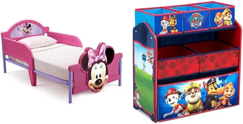 Vista 11 de Delta Children - Cama infantil con estribo 3D, Disney/Pixar Cars 3 y Delta Children Disney Minnie Mouse 6 cubos de diseño y almacenamiento
