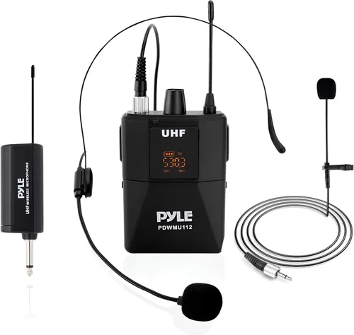 Vista 9 de Kit de sistema de micrófono inalámbrico UHF - Juego de micrófono inalámbrico profesional portátil con micrófono de auriculares, micrófono de solapa