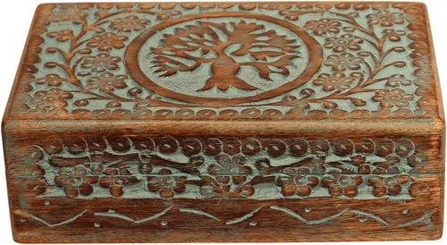 Vista 4 de ETROVES Regalos para ella - Caja de madera de árbol de la vida de 8 pulgadas - Organizador de almacenamiento de joyería de recuerdo de madera - Caja