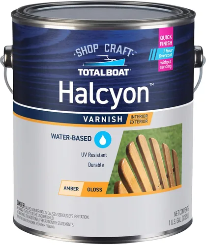 Vista 16 de TotalBoat Halcyon - Barniz marino a base de agua Acabado de poliuretano para madera de secado rápido para barcos, muebles de exterior y Clear Gloss