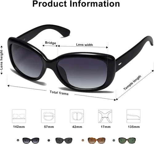 Vista 4 de SOJOS Gafas de sol cuadradas vintage para mujer con protección UV polarizada, marco Havana