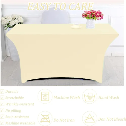 Vista 5 de Fivenl Cubierta de Mesa Mantel de Spandex de 6 Pies para Mesas Plegables Cubierta de Mesa Rectangular Ajustada Lavable Resistente a las Arrugas