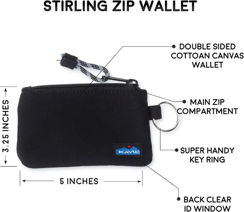Vista 3 de KAVU Stirling Cartera delgada de lona de algodón con cremallera de doble cara