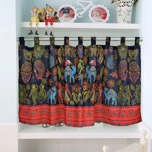 Vista 7 de ABREEZE Cortinas de cocina de lino y algodón retro, cenefas de estilo bohemio para ventanas pequeñas, 55 x 20 pulgadas
